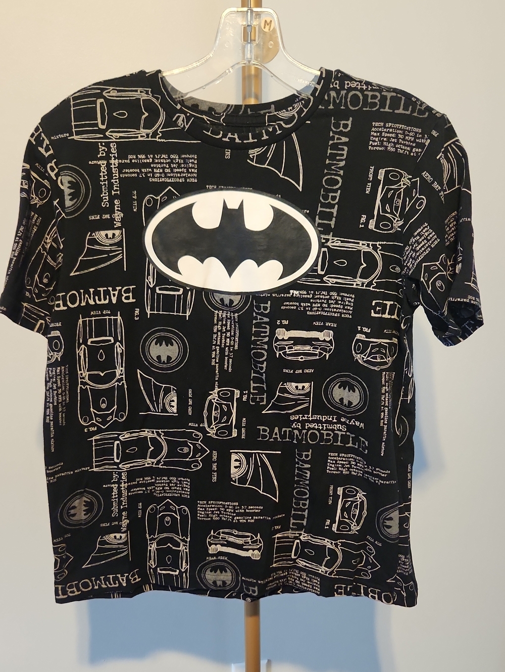 MAD Engine Black Batman Logo Tee with White Emblem